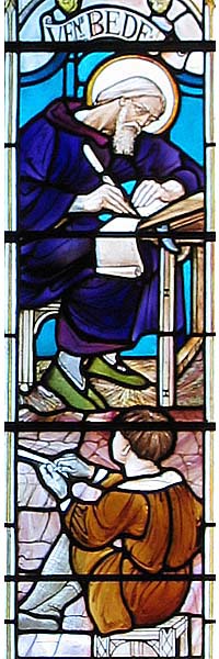 St. Bede from stained-glass in Winkfield Church