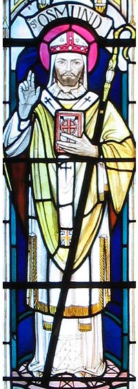 St. Osmund from stained-glass in Winkfield Church