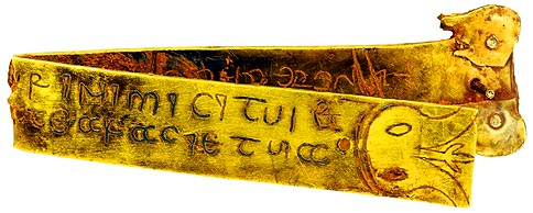 Biblical Inscription from the Staffordshire Hoard: from the Portable Antiquities Fickr Page - © Birmingham Museum and Art Gallery, used under a Creative Commons Attribution Licence